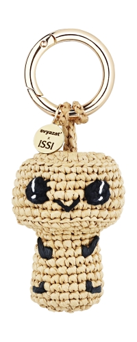 Брелок из рафии мини Мисси на карабине с медальоном